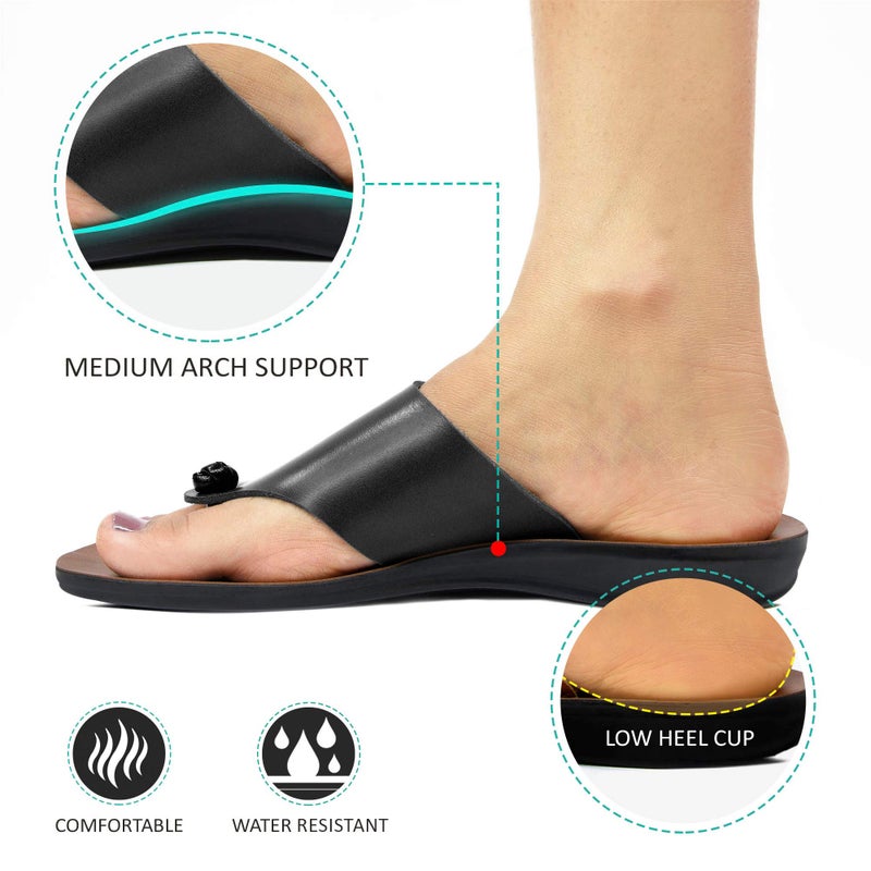 Aerosoft Comfortable Walking Summer Vacation Essentials Flat Sandals for Women (US 08, Black) - Image 3